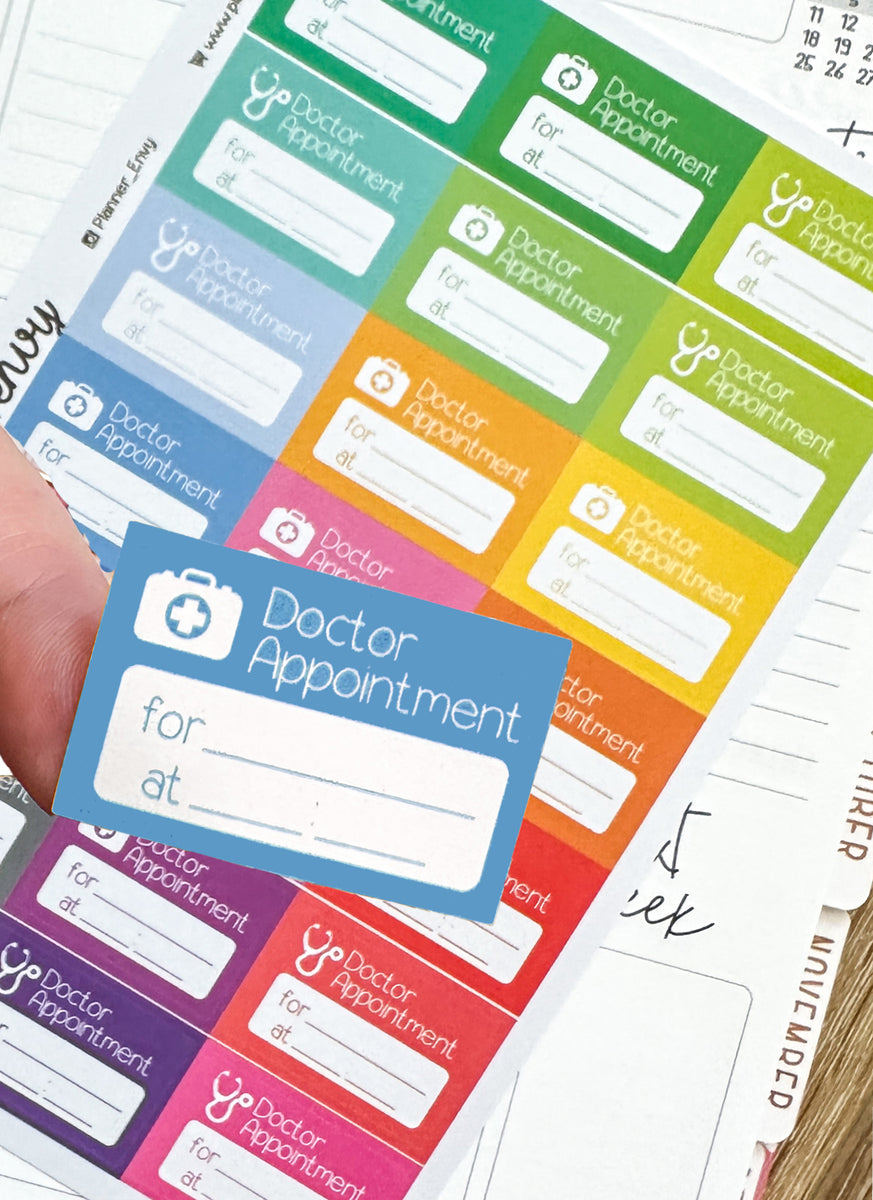 Doctors Appointment Planner Stickers - 1.5 x 1 Inch - Dr Appt Health S ...