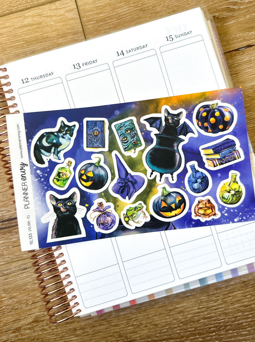 Halloween Magic Deco Planner Stickers Black Cats Bats Pumpkins Spooky ...