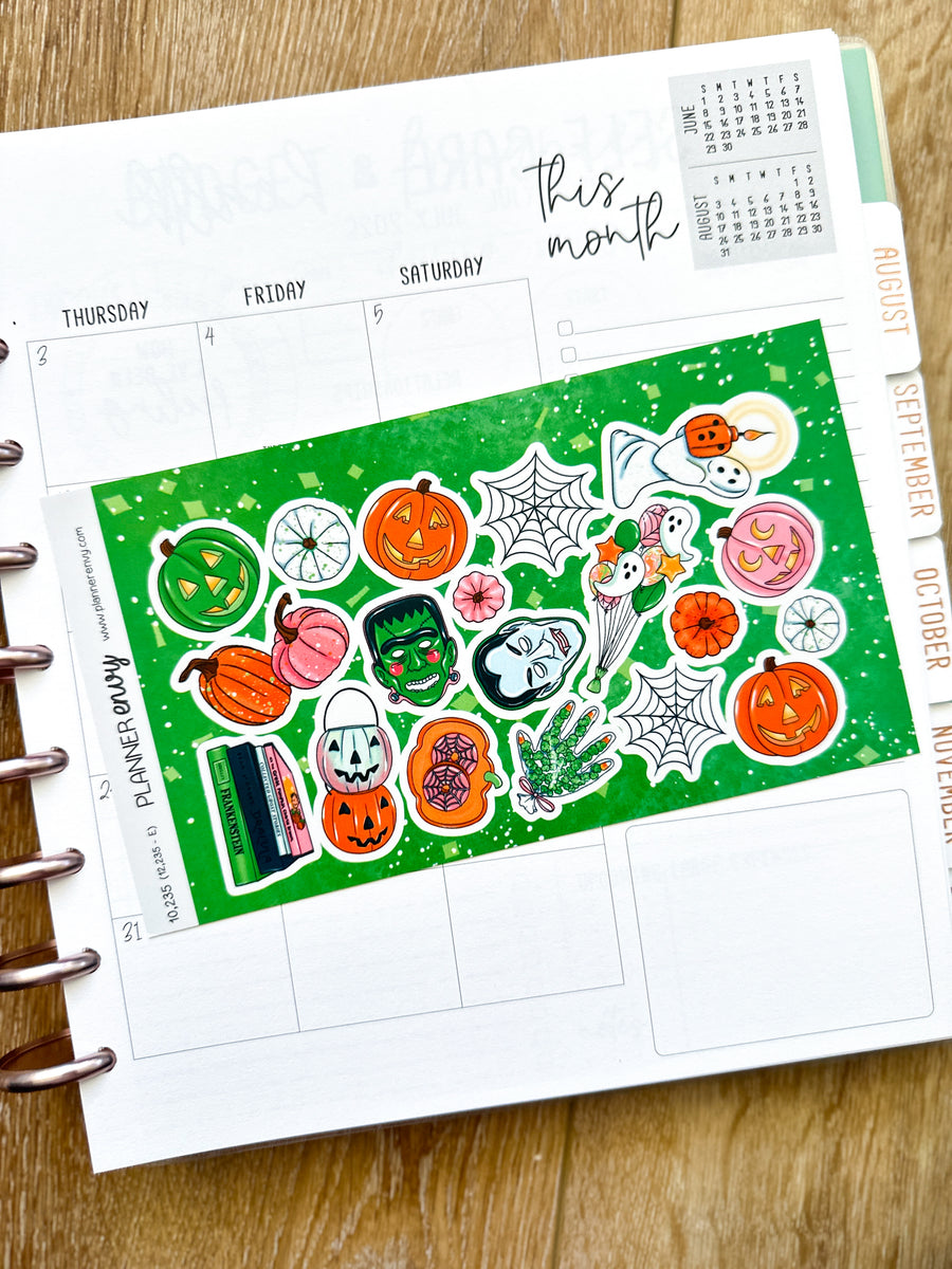 Halloween Pumpkins Frankenstein Candy October Deco Planner Stickers ...