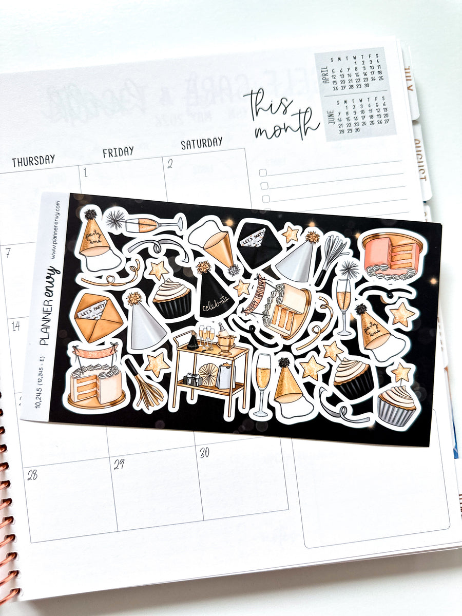 NYE New Years Eve Celebration Party Birthday January Deco Planner Stic ...