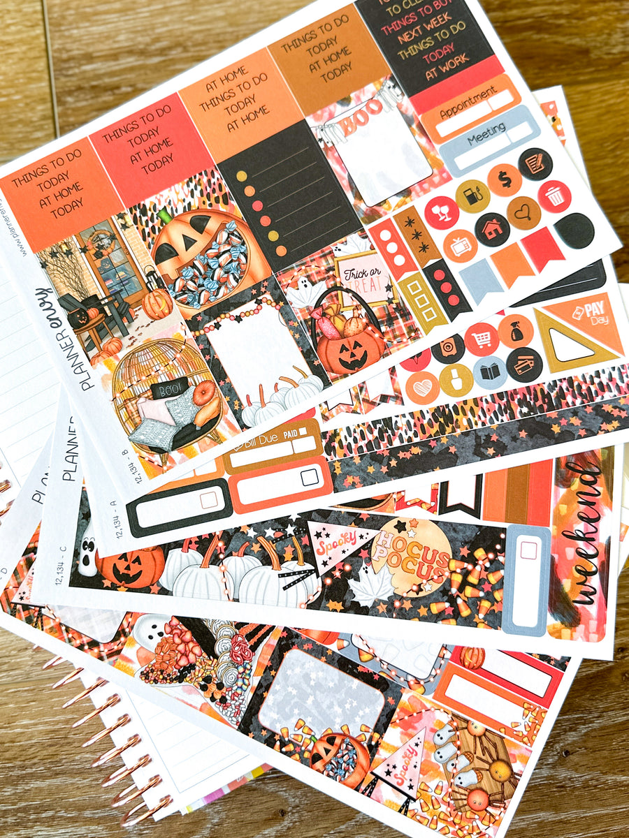 NEW KIT FORMAT! Halloween Candy Pumpkins Planner Stickers Weekly Kit ...