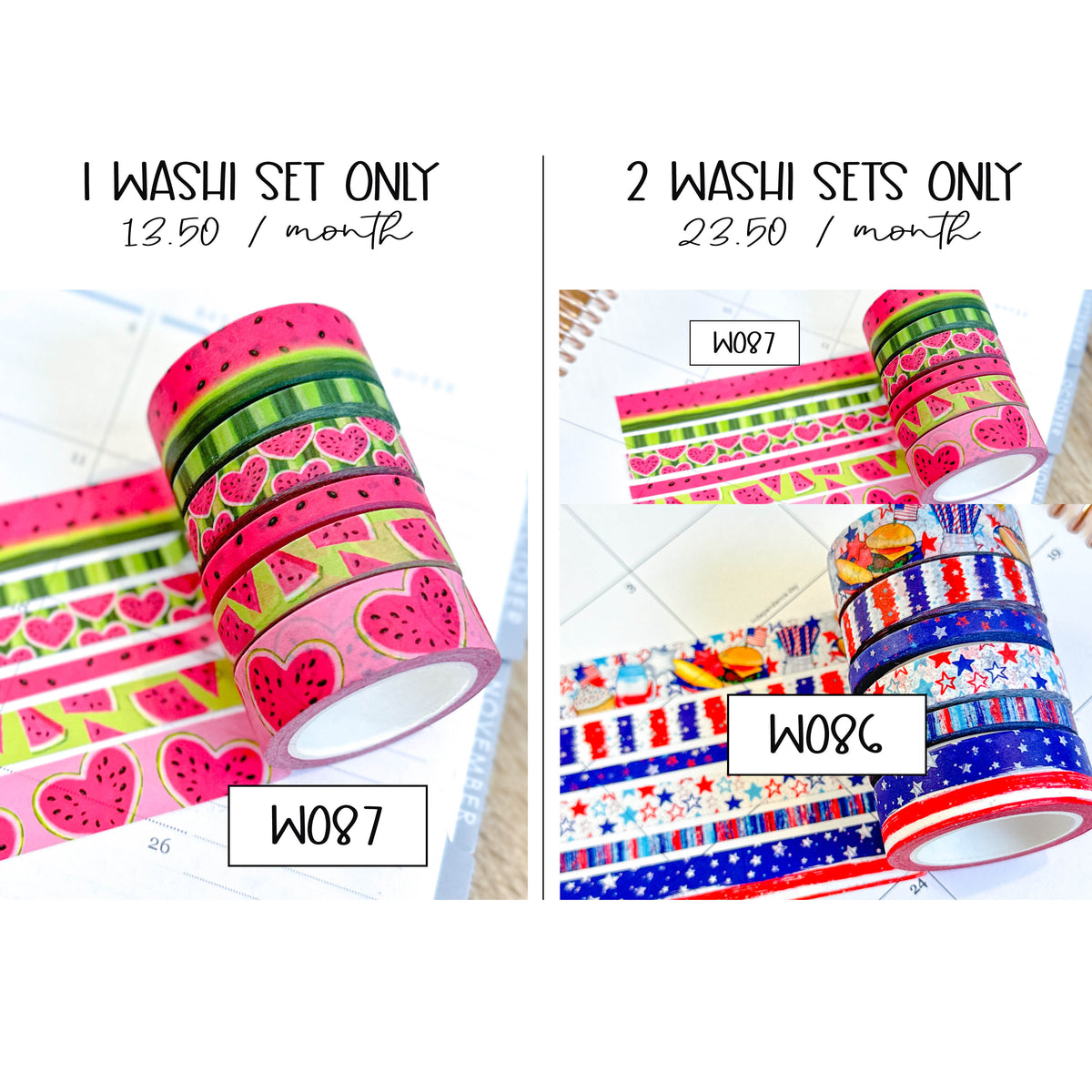 Watermelon Summer 4th Of July Beach Vaca Vacation Fruit Red White & Blue Patriotic. July 2023 Planner Envy Box.