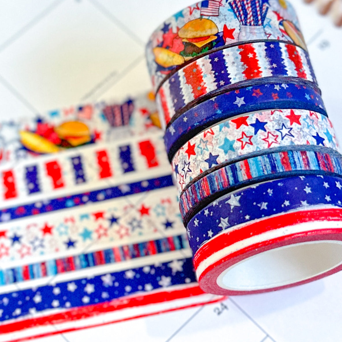 Watermelon Summer 4th Of July Beach Vaca Vacation Fruit Red White & Blue Patriotic. July 2023 Planner Envy Box.