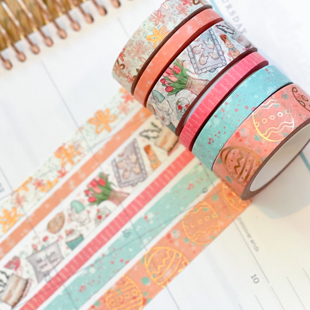 Spring Cherry Blossoms Easter Pink Bunnies Washi Tape Butterfly Pen April 2022 Planner Envy Subscription Box.