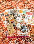 Retro Beach Vacation Planner Stickers Black Brown Florals Transparent Page Flags Pen Clips. August 2023 Planner Envy Subscription Box.