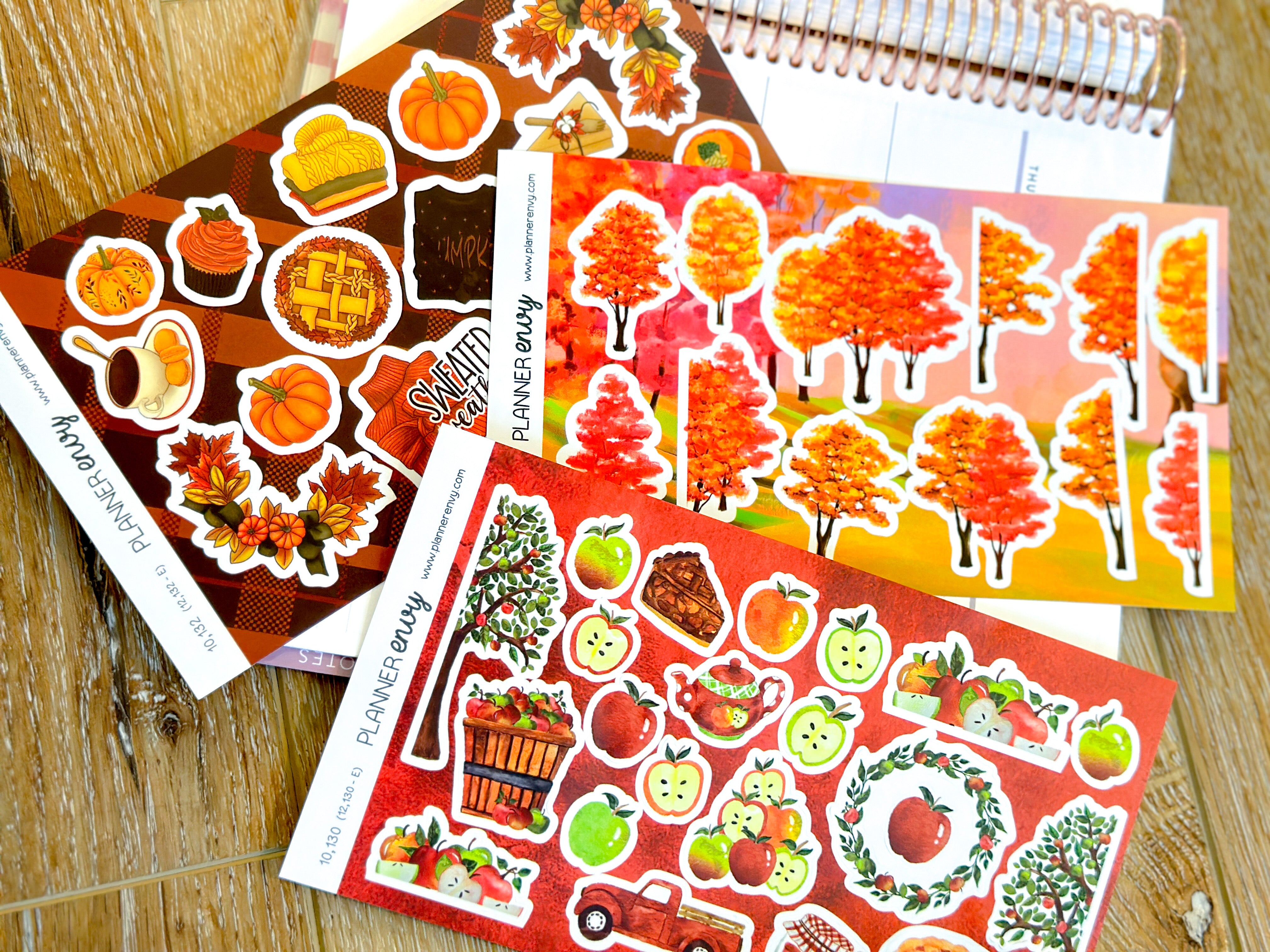 Fall Autumn Planner Stickers Pumpkin Paperclip Forest Notepad Leaves T ...