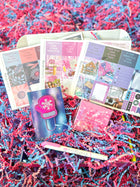 Snow Skiing Winter Purple Blue Pink Valentine's Planner Stickers & Accessories. February 2024 Planner Envy Subscription Box.