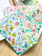 Spring Green, Self Care, Desert Whimsical Blue Purple. Planner Stickers & Accessories. March 2024 Planner Envy Subscription Box.