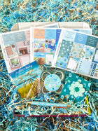Spring Teal Blue Flowers Beach Seaside Escape. Planner Stickers & Accessories. May 2024 Planner Envy Subscription Box.