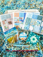 Spring Teal Blue Flowers Beach Seaside Escape. Planner Stickers & Accessories. May 2024 Planner Envy Subscription Box.