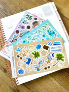 Spring Teal Blue Flowers Beach Seaside Escape. Planner Stickers & Accessories. May 2024 Planner Envy Subscription Box.