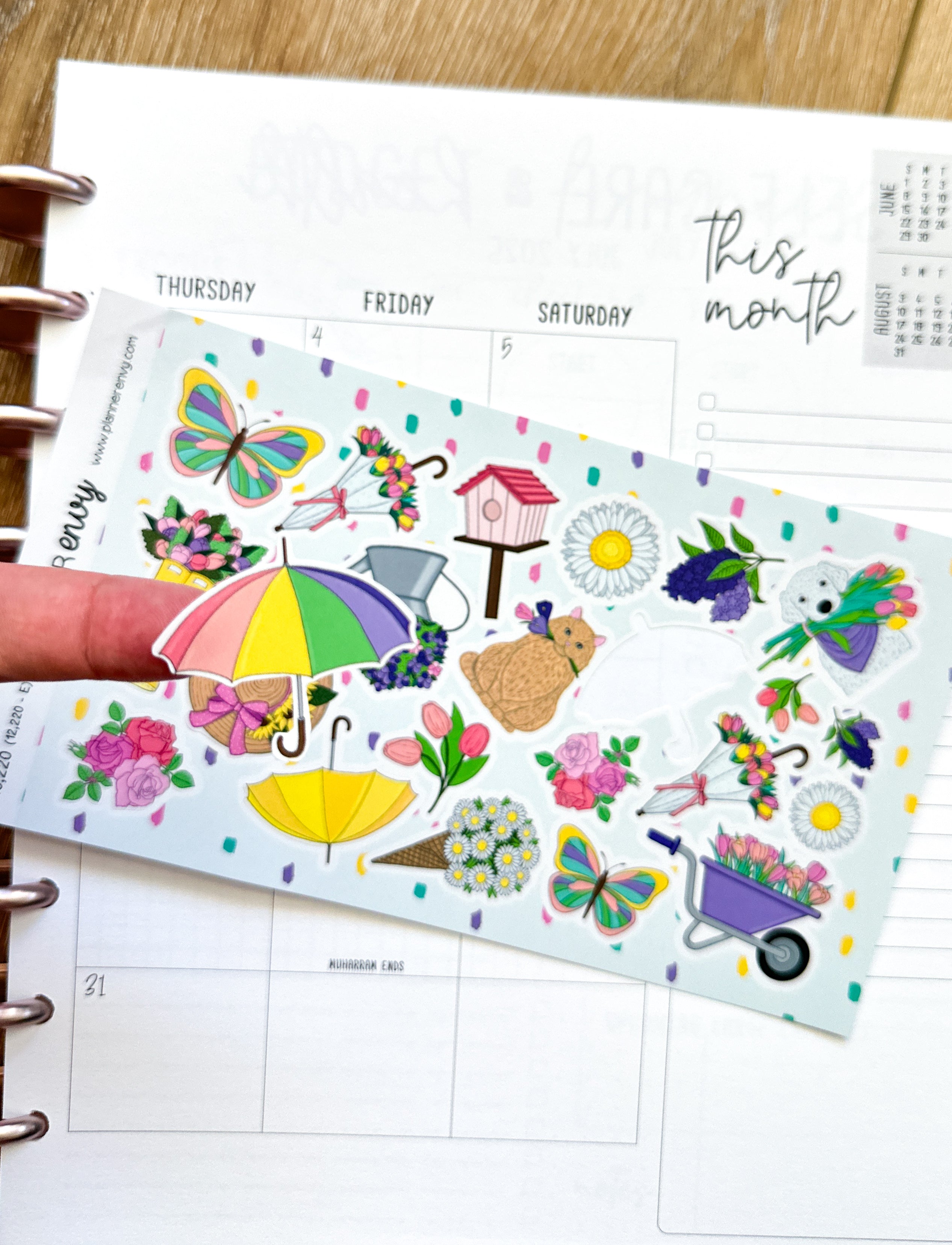 Spring Rains Butterfly Spring Rain Butterflies Umbrellas Flowers May Deco Planner Stickers ...