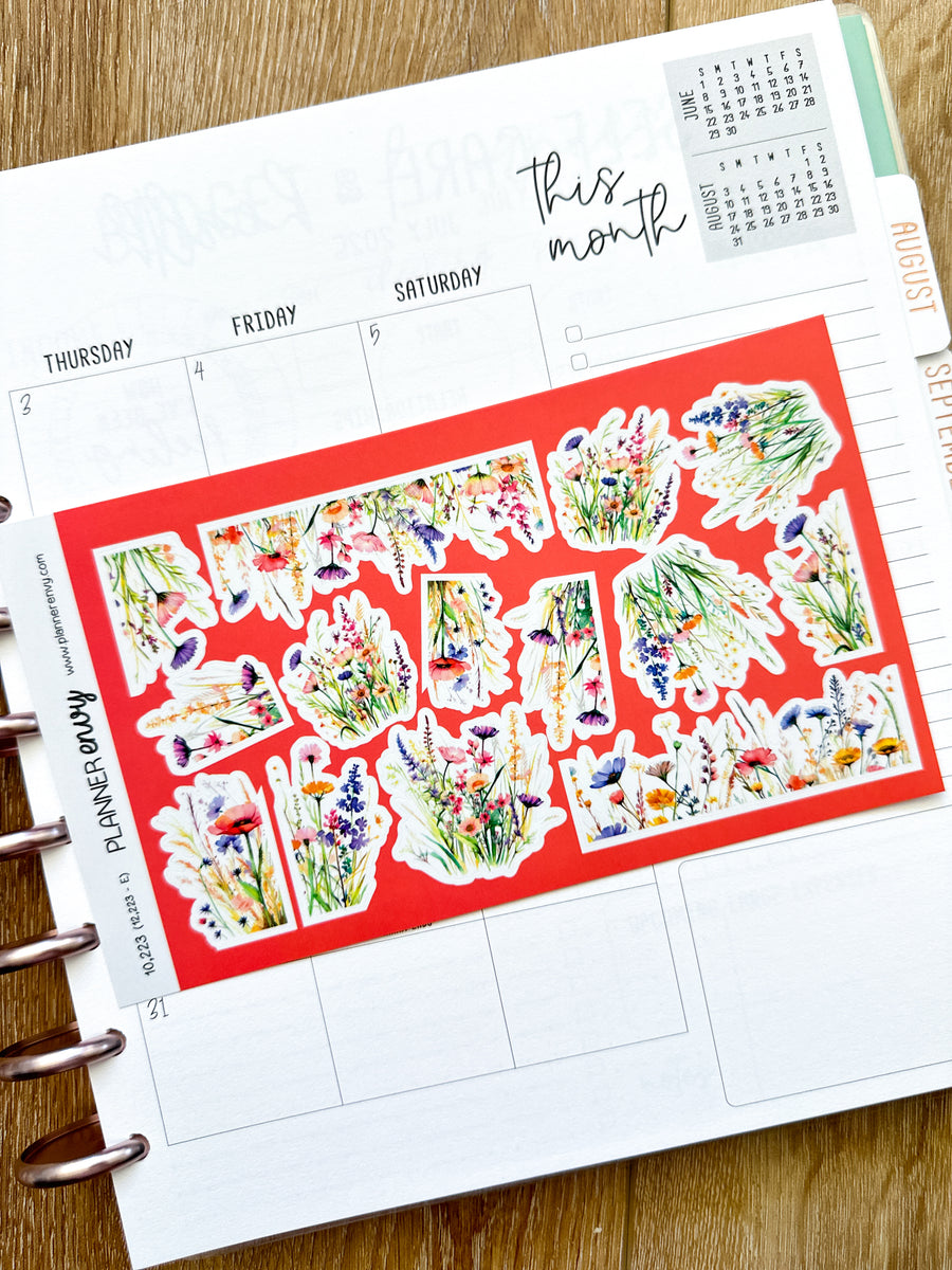 Summer Wildflowers Orange Yellow Pink & Coral Floral June Deco Planner ...