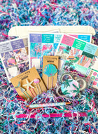Mermaid Beach Ocean Self Care Vacation Themed Paperclips, Pen, Planner Stickers June 2023 Planner Envy Subscription Box.