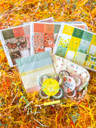 Peaches, Yellow Wildflowers Spring Butterflies Fields. June 2024 Planner Envy Subscription Box.