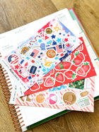 Summer 4th Of July, Strawberries, red white and blue, Pool Vacation. July 2024 Planner Envy Subscription Box.