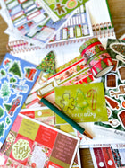 Christmas Holidays Snow Trees Forest Gingerbread Man, Vintage. December 2023 Planner Envy Subscription Box.