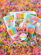 Summer Beach Lemons Lemonade Florals Bright Colors Vacation. August 2024 Planner Envy Subscription Box.