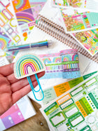 Rainbow Boho Gnomes St Patricks Day Hearts Spring Fiesta Party. March 2023 Planner Envy Subscription Box.