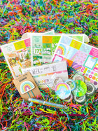 Rainbow Boho Gnomes St Patricks Day Hearts Spring Fiesta Party. March 2023 Planner Envy Subscription Box.