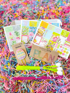 Spring Easter Flowers Floral Bunnies Chicks Tulips Mint Green and Pink Paperclips Flower Pens. April 2023 Planner Envy Subscription Box.