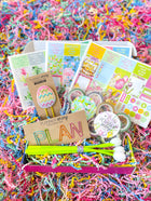 Spring Easter Flowers Floral Bunnies Chicks Tulips Mint Green and Pink Paperclips Flower Pens. April 2023 Planner Envy Subscription Box.