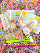 Spring Easter Flowers Floral Bunnies Chicks Tulips Mint Green and Pink Paperclips Flower Pens. April 2023 Planner Envy Subscription Box.