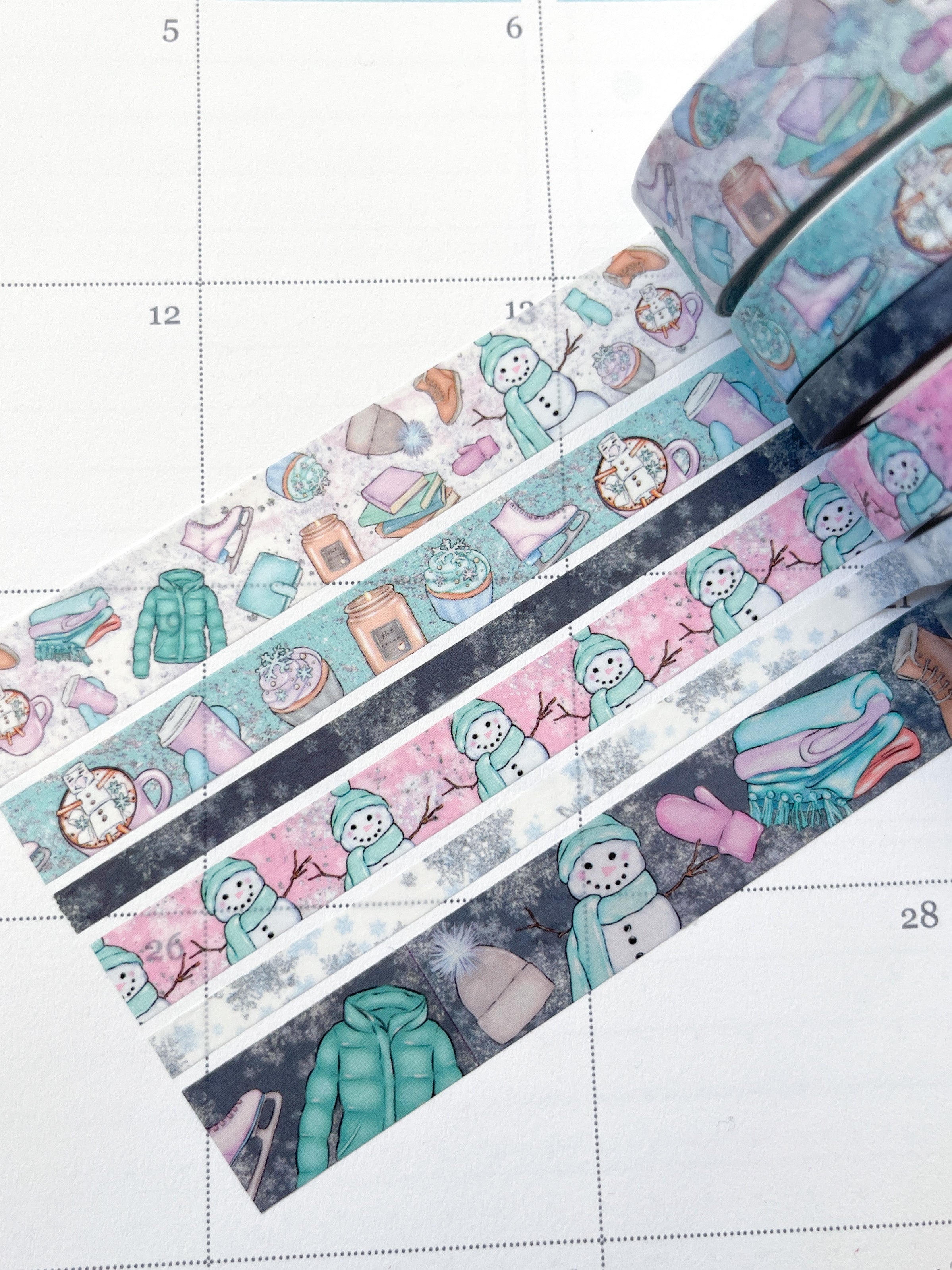 Winter Snowman Snowy Trees Forest Periwinkle Washi Tape Set (#W006) –  Planner Envy
